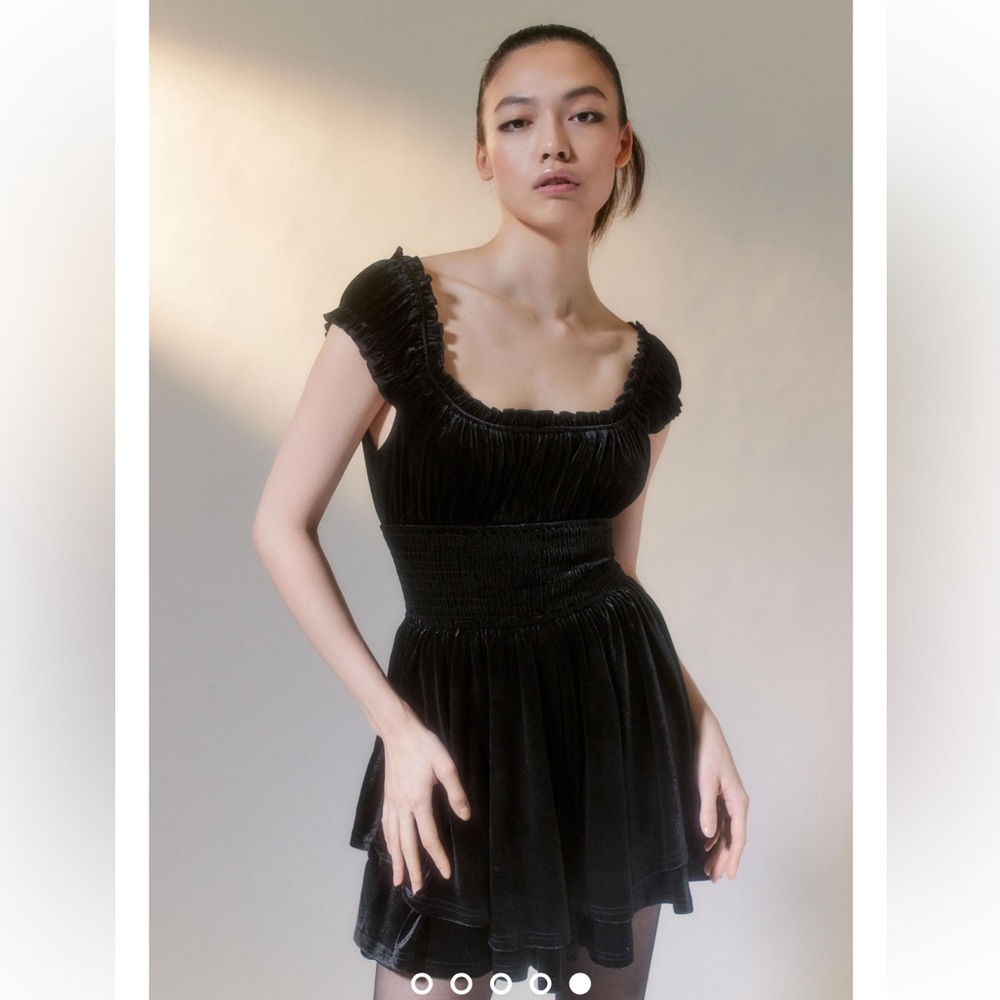 NWT UO Rosie Velvet Smocked Romper XS